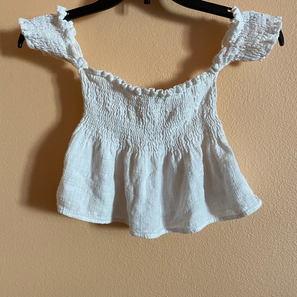 White Off the Shoulder Flowy Top